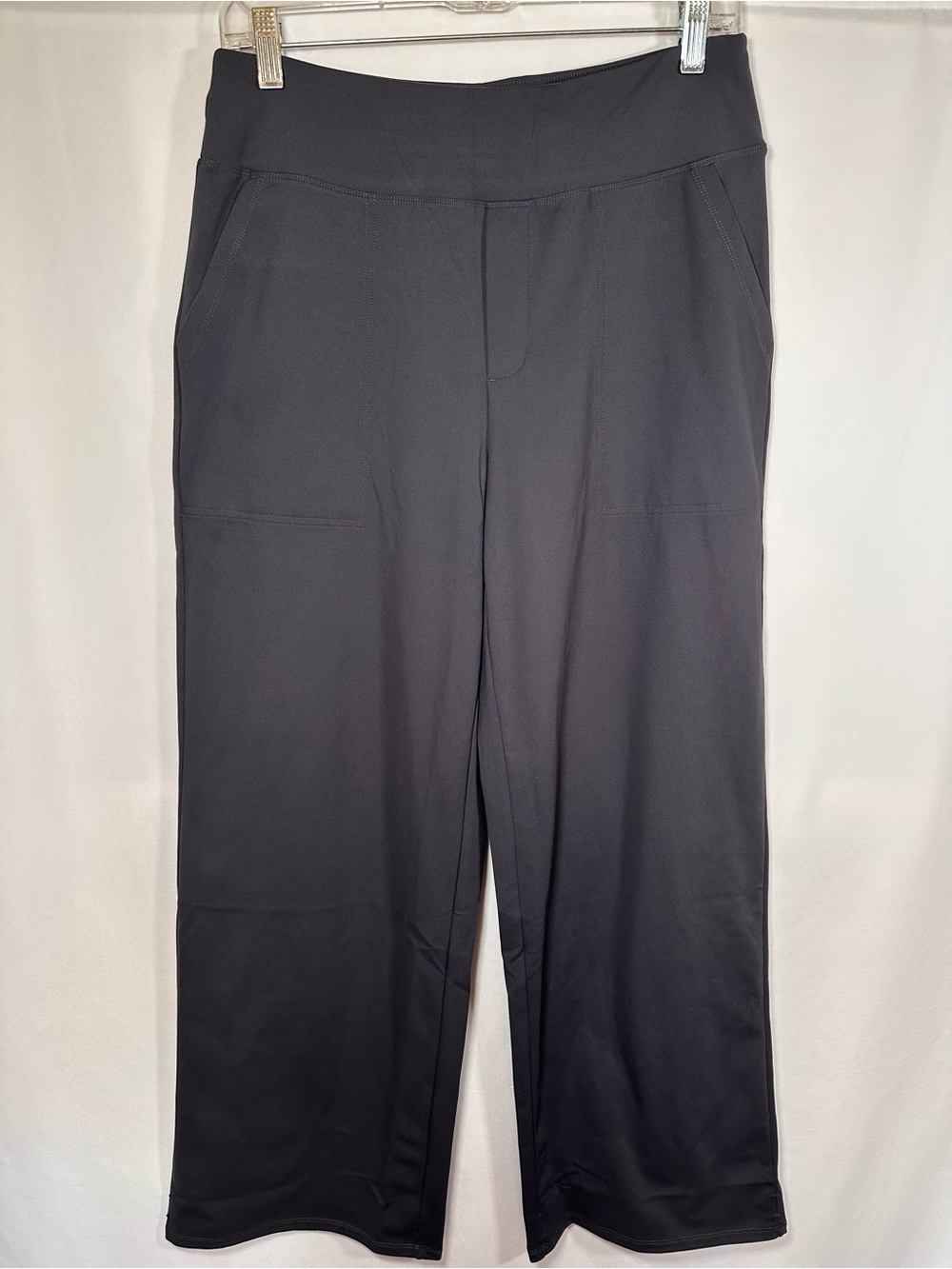 G4Free Gray Wide Leg Dress Pants Yoga Trousers High Waist Pockets Large 31"